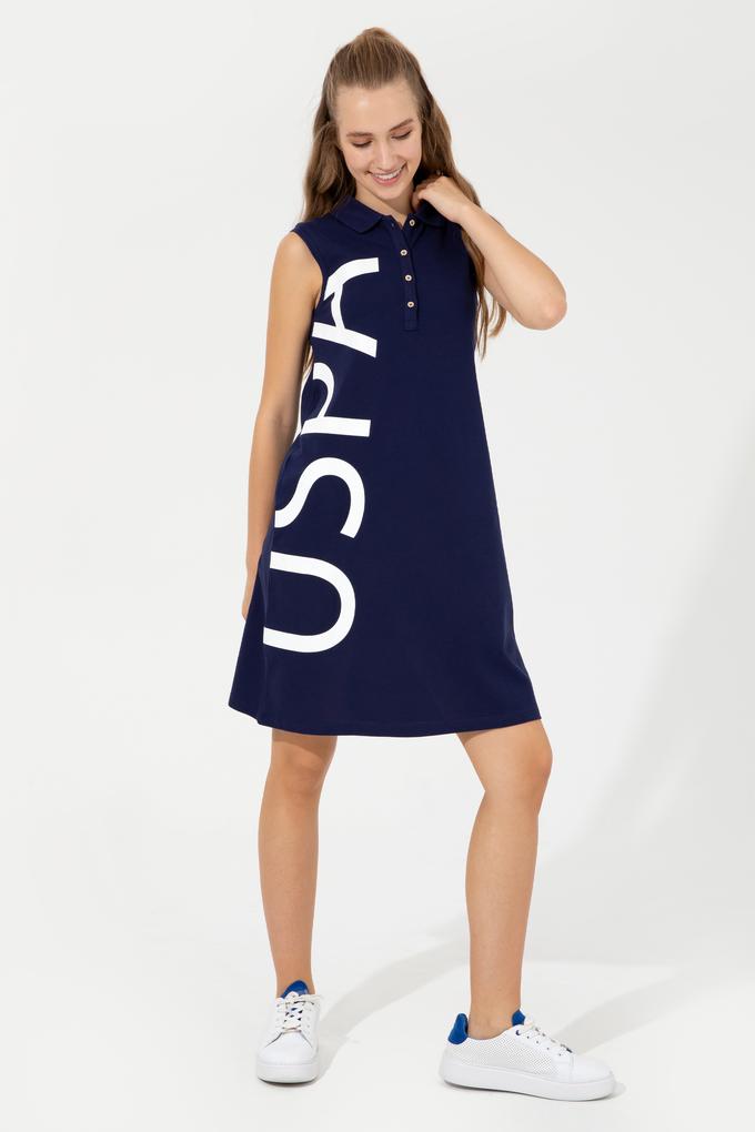 Kadın Lacivert Polo Yaka Örme Elbise