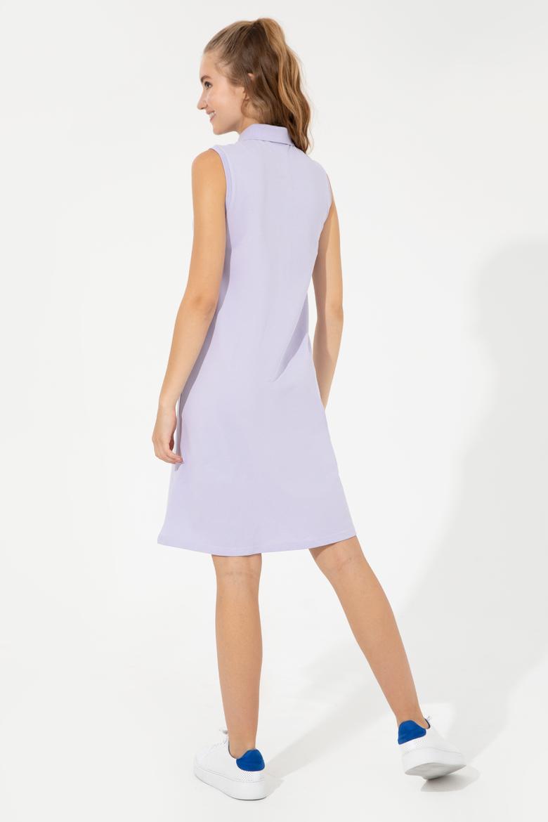 Kadın Lila Polo Yaka Örme Elbise - 50251939038