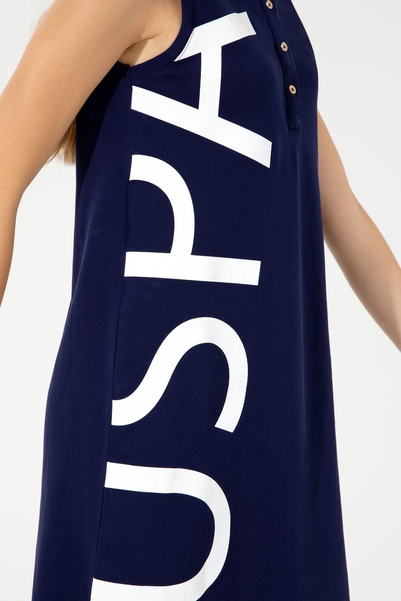 Kadın Lacivert Polo Yaka Örme Elbise - 50251939032