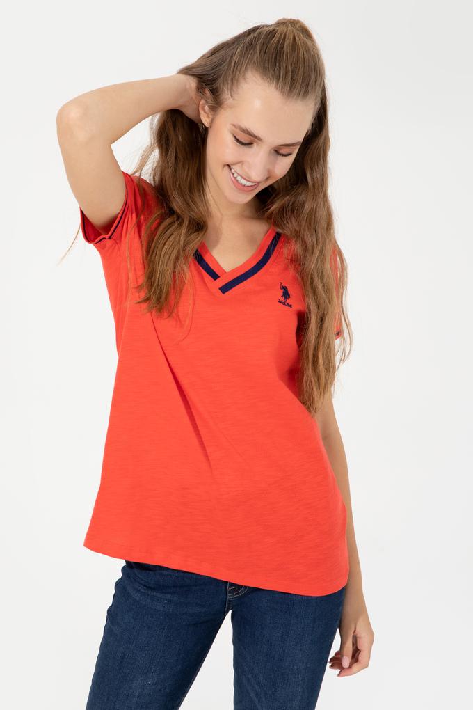 Kadın Kırmızı V Yaka Tişört