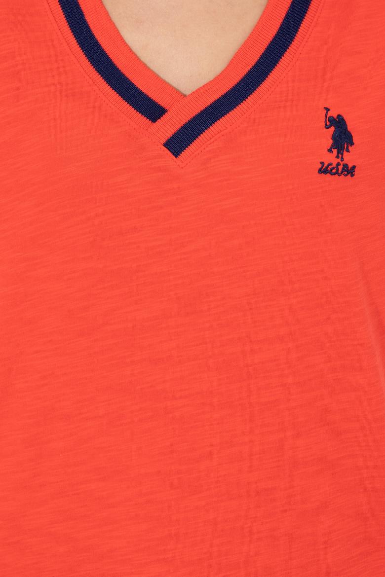 Kadın Kırmızı V Yaka Tişört - 50252262028