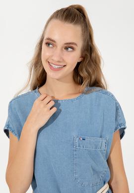 Kadın Mavi Denim Elbise - 50247645005