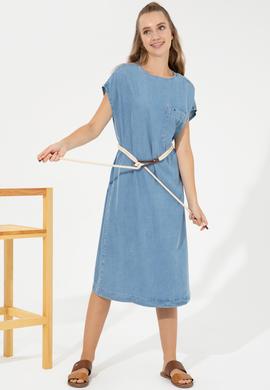 Kadın Mavi Denim Elbise - 50247645005