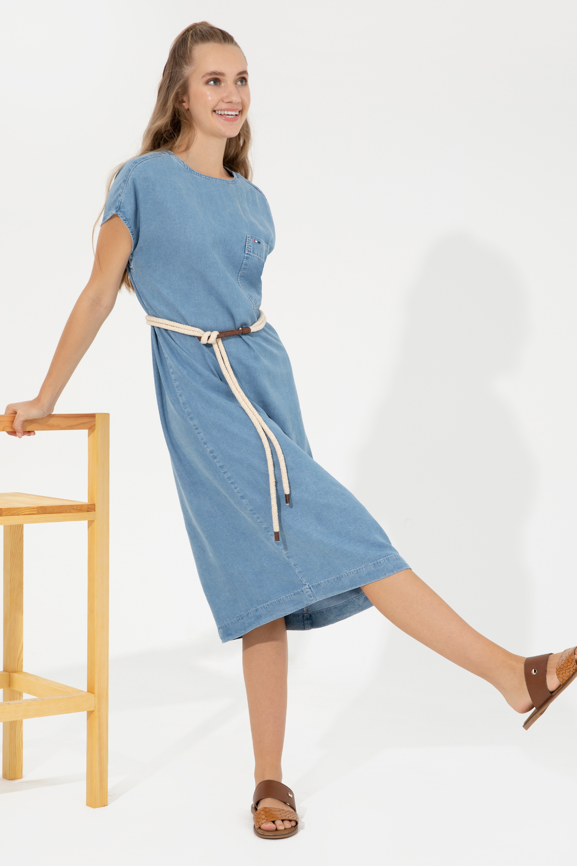 Kadın Mavi Denim Elbise - Image 2