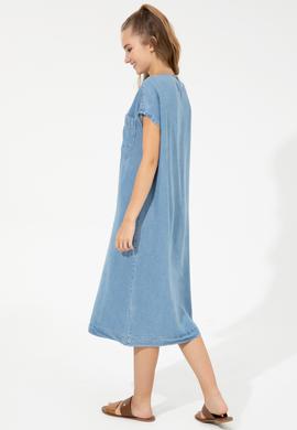 Kadın Mavi Denim Elbise - 50247645005