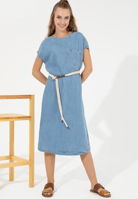 Kadın Mavi Denim Elbise - 50247645005