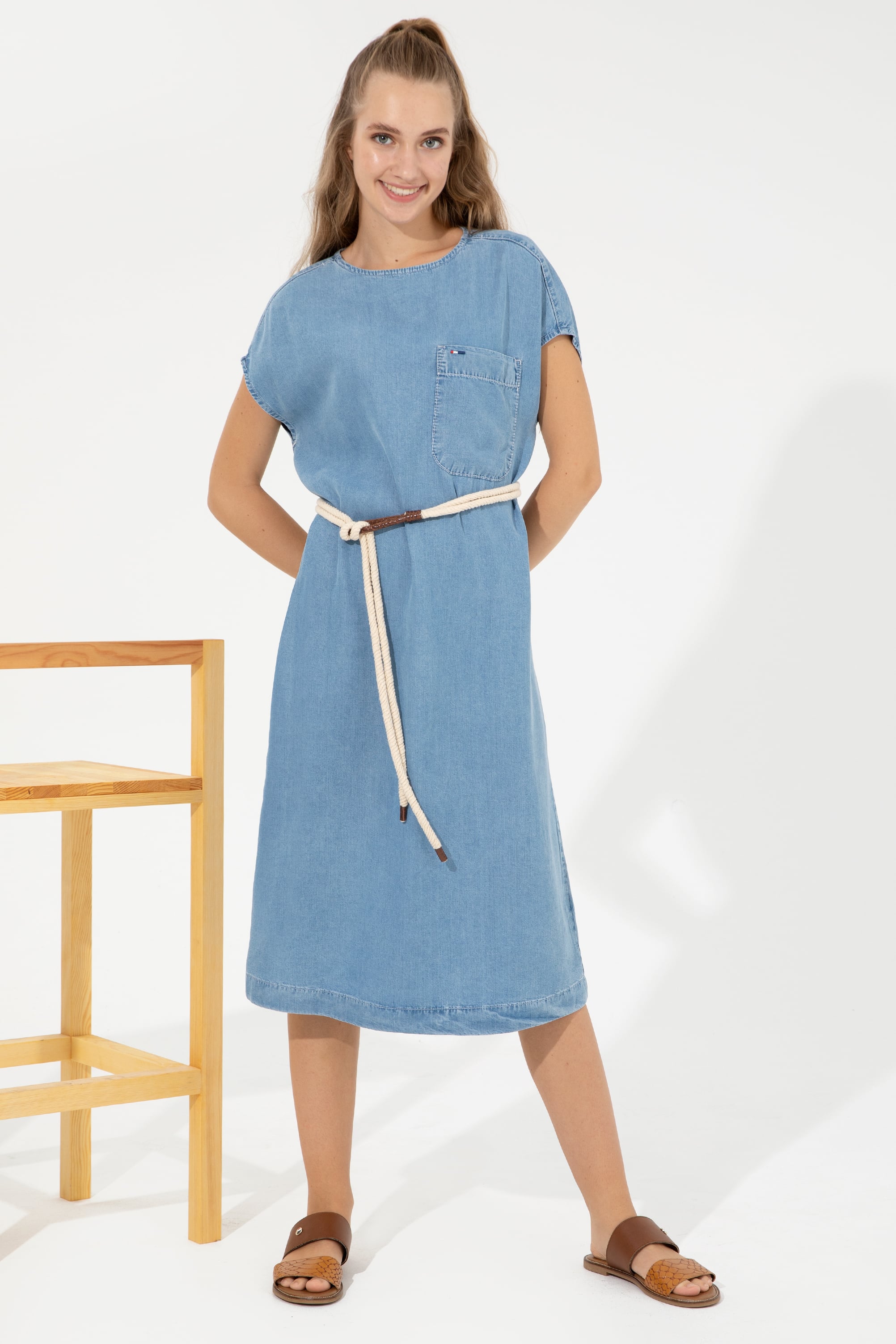Kadın Mavi Denim Elbise