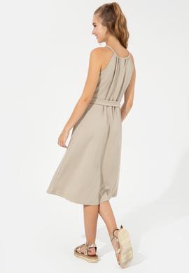 Kadın Haki Bisiklet Yaka Örme Elbise - 50248555007