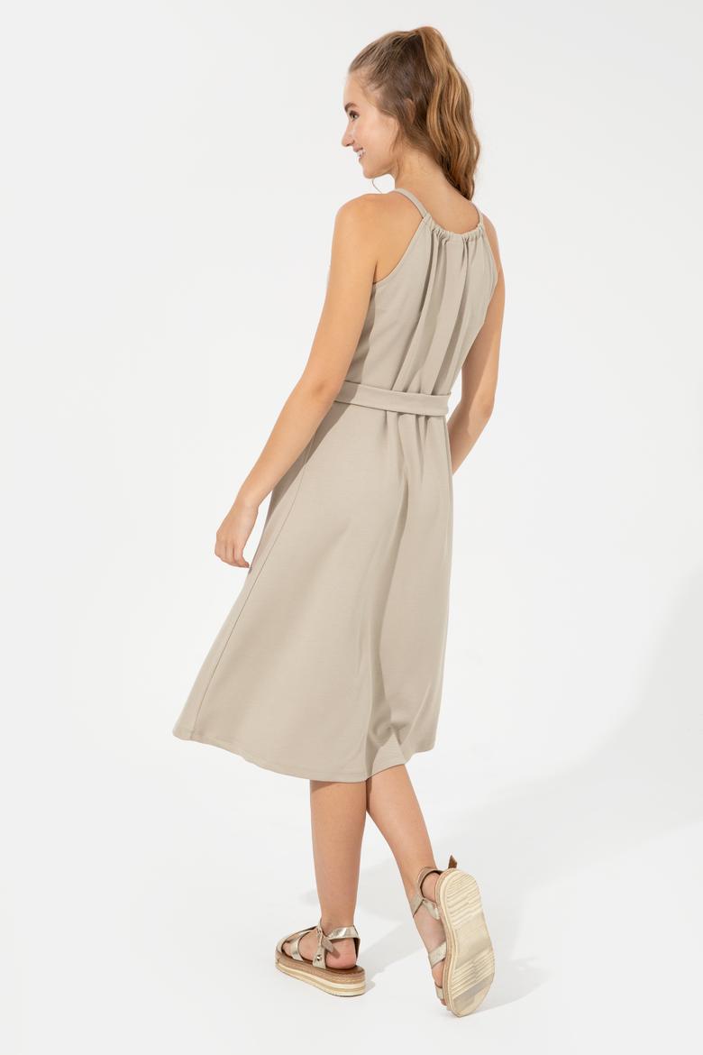 Kadın Haki Bisiklet Yaka Örme Elbise - 50248555007