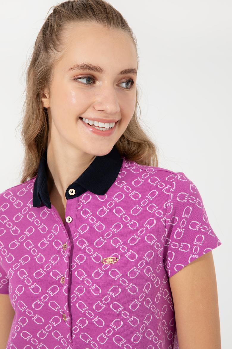 Kadın Menekşe Polo Yaka Örme Elbise - 50248908008