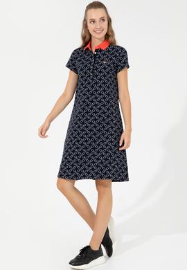 Kadın Lacivert Polo Yaka Örme Elbise - 50248908029