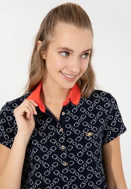 Kadın Lacivert Polo Yaka Örme Elbise - 50248908029