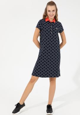 Kadın Lacivert Polo Yaka Örme Elbise - 50248908029