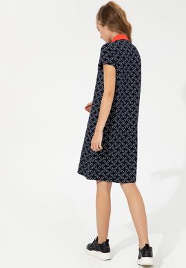 Kadın Lacivert Polo Yaka Örme Elbise - 50248908029