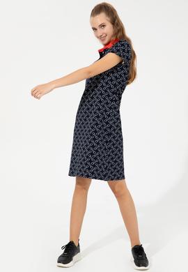 Kadın Lacivert Polo Yaka Örme Elbise - 50248908029