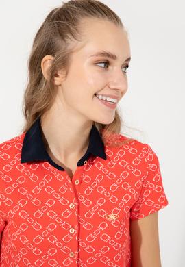 Kadın Kırmızı Polo Yaka Örme Elbise - 50248908024