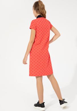 Kadın Kırmızı Polo Yaka Örme Elbise - 50248908024