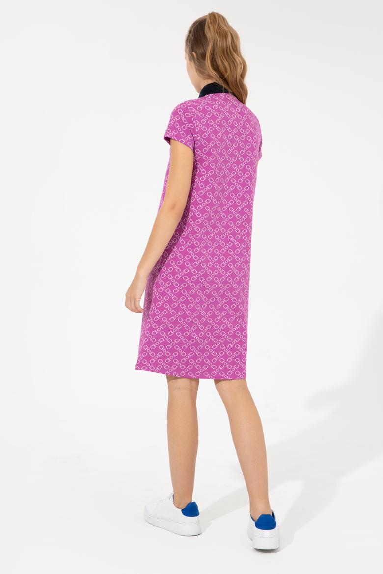 Kadın Menekşe Polo Yaka Örme Elbise - 50248908008