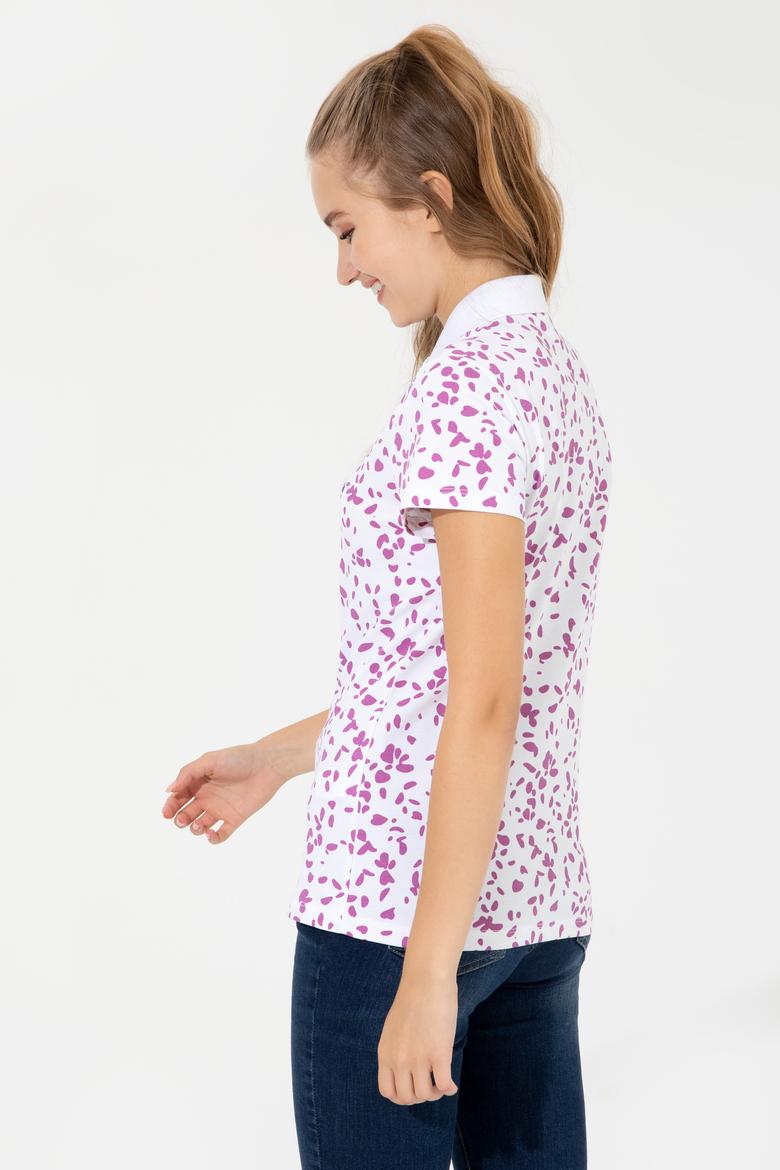 Kadın Menekşe Polo Yaka Tişört - 50248980006