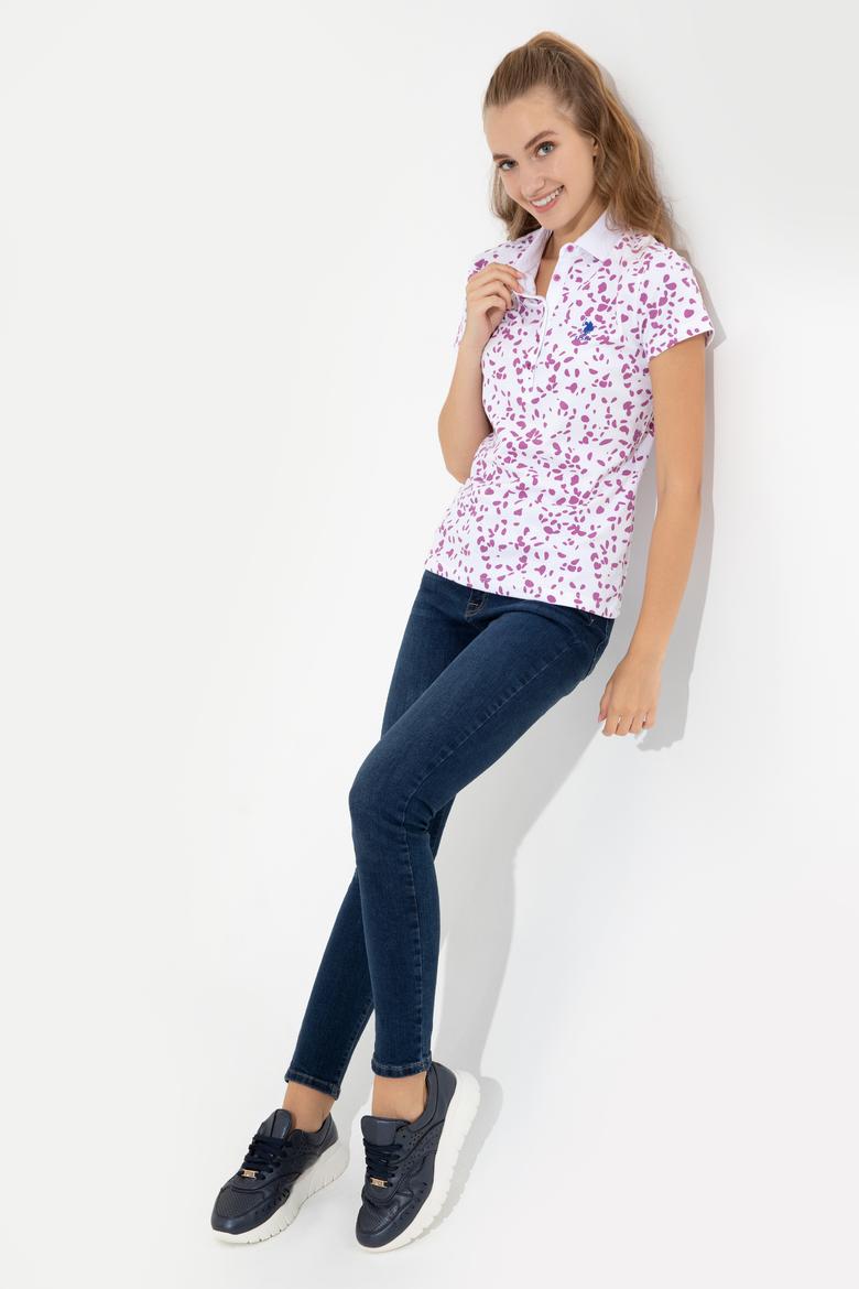 Kadın Menekşe Polo Yaka Tişört - 50248980006