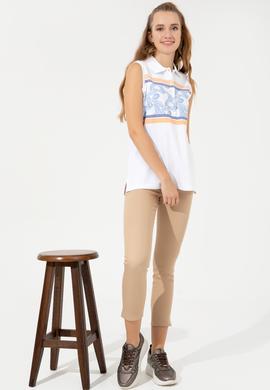 Kadın Sarı Kolsuz Polo Yaka Tişört - 50248986016