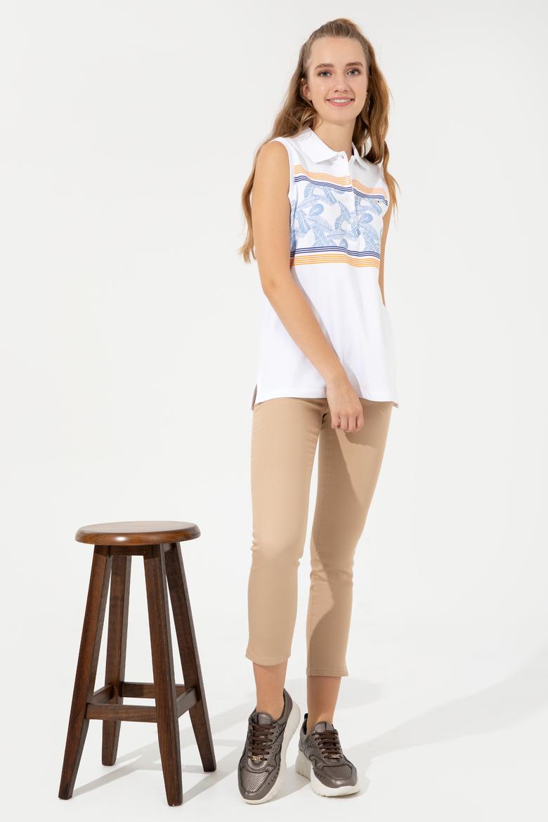 Kadın Sarı Kolsuz Polo Yaka Tişört - 50248986016