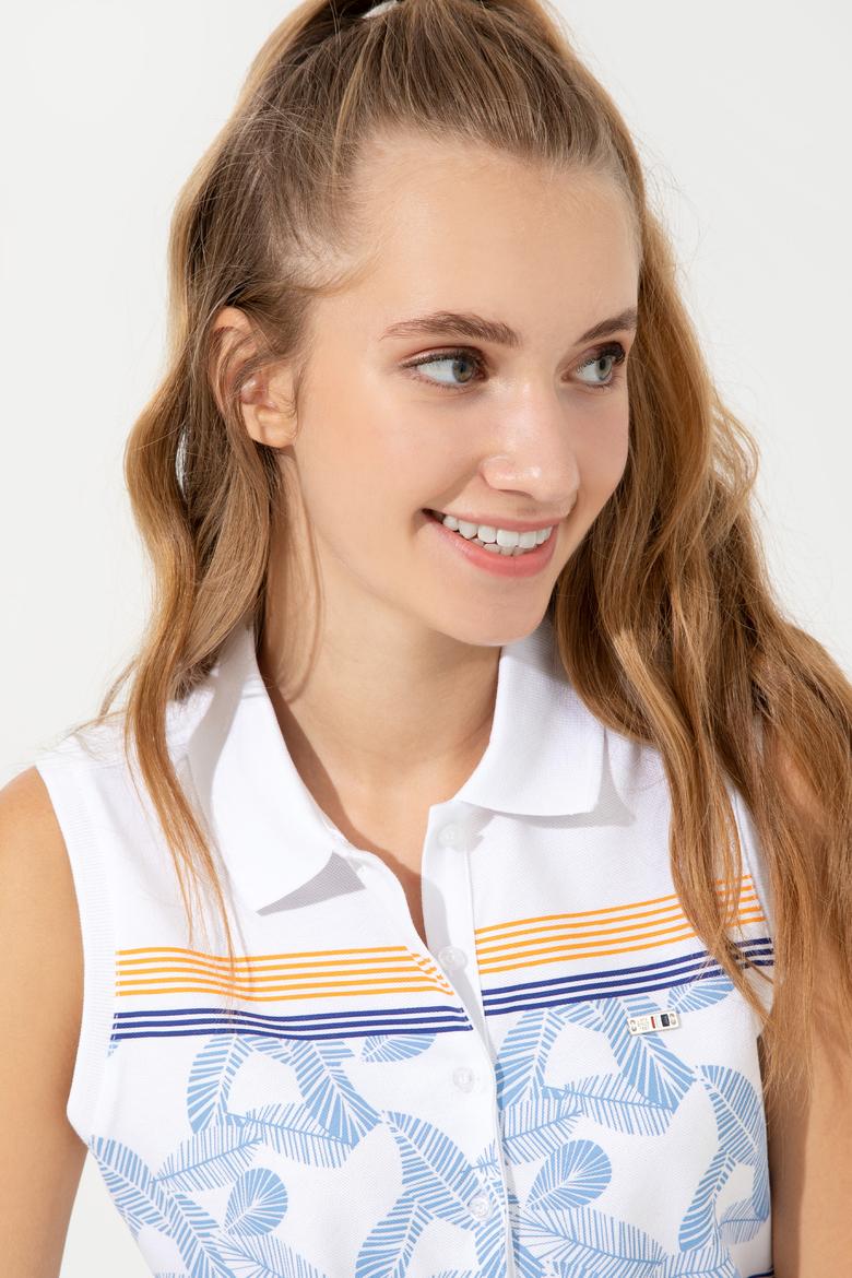 Kadın Sarı Kolsuz Polo Yaka Tişört - 50248986016