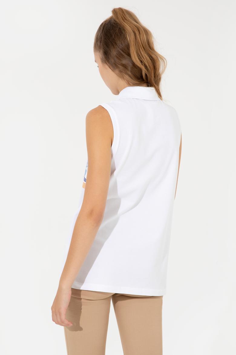 Kadın Sarı Kolsuz Polo Yaka Tişört - 50248986016