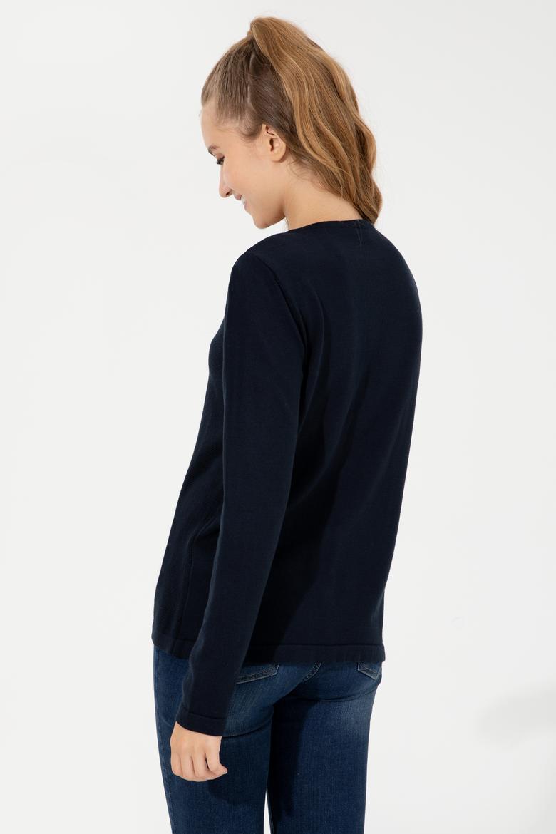 Kadın Lacivert Basic Triko Hırka - 50253697012