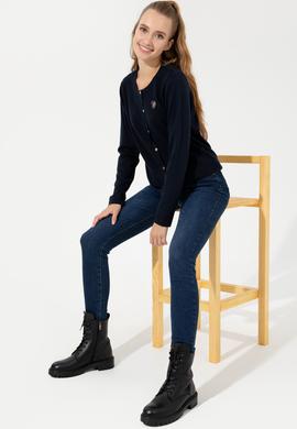 Kadın Lacivert Basic Triko Hırka - 50253697012