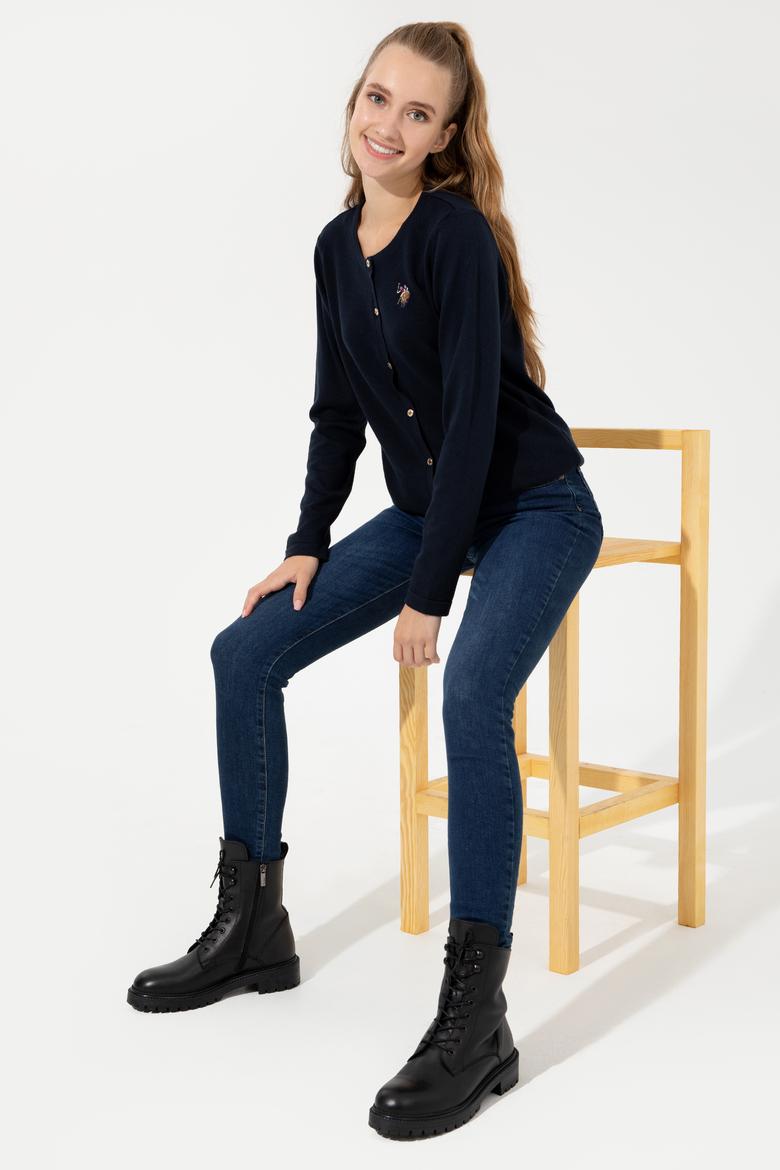 Kadın Lacivert Basic Triko Hırka - 50253697012