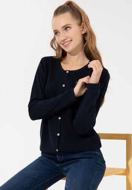 Kadın Lacivert Basic Triko Hırka - 50253697012