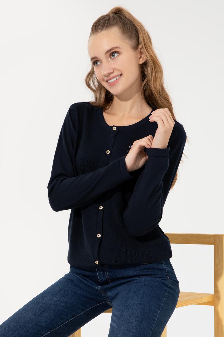 Kadın Lacivert Basic Triko Hırka - 50253697012