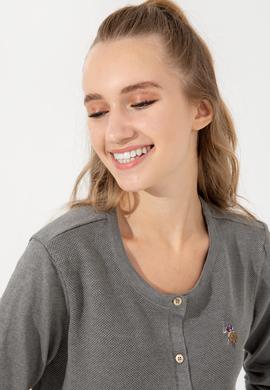 Kadın Gri Melanj Basic Triko Hırka - 50253697004