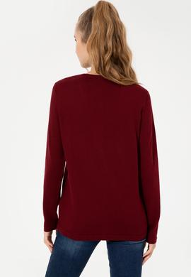 Kadın Bordo Basic Triko Hırka - 50253697027