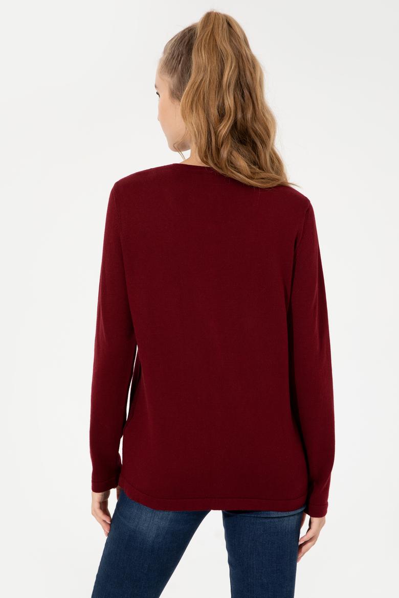 Kadın Bordo Basic Triko Hırka - 50253697027