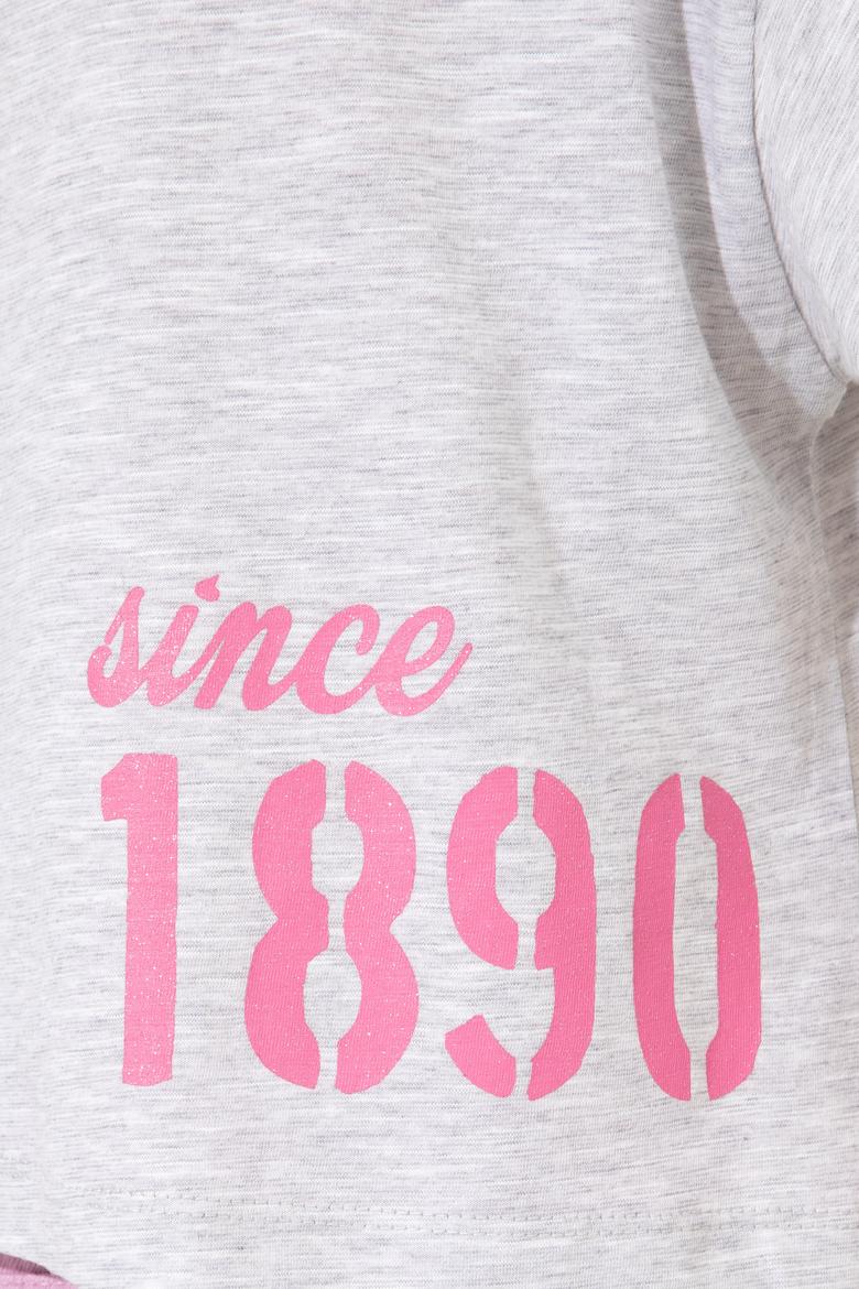 Kadın Gri Melanj Bisiklet Yaka Crop Tişört - 50248957038