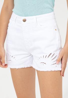 Kadın Beyaz Jean Bermuda Şort - 50247020014