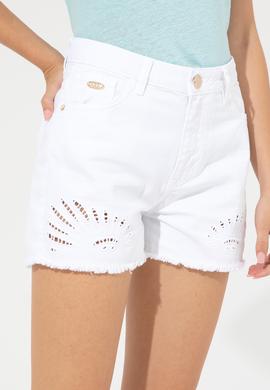 Kadın Beyaz Jean Bermuda Şort - 50247020014