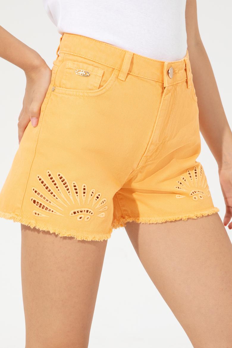 Kadın Turuncu Jean Şort - 50247021002