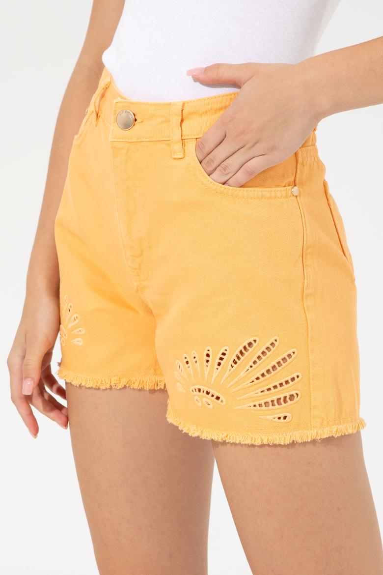 Kadın Turuncu Jean Şort - 50247021002