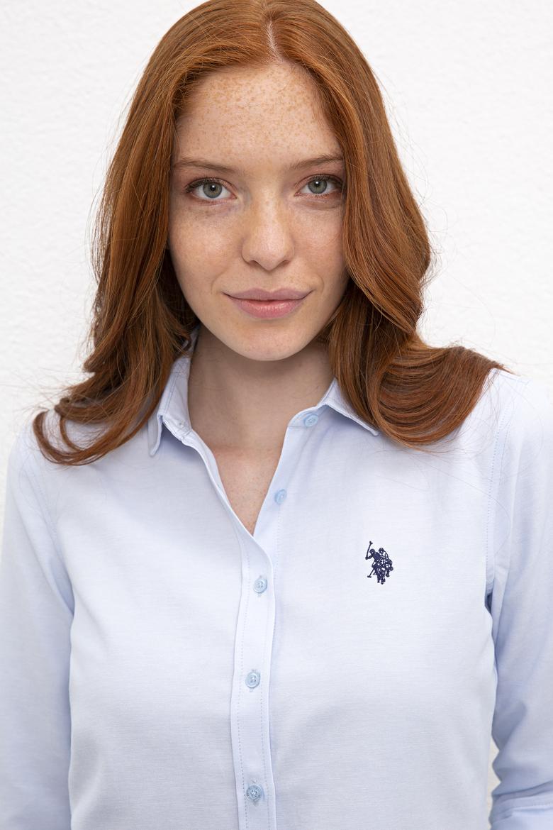 Kadın Mavi Gömlek Uzunkol Basic - 50231191009