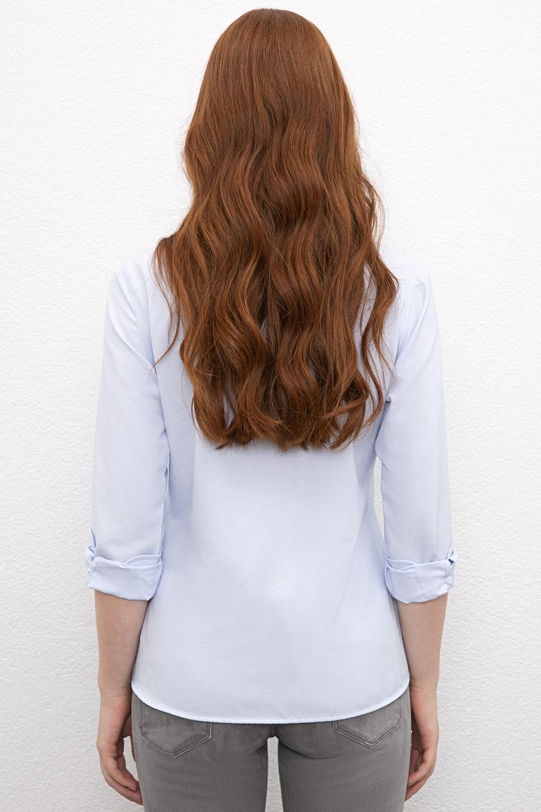 Kadın Mavi Gömlek Uzunkol Basic - 50231191009