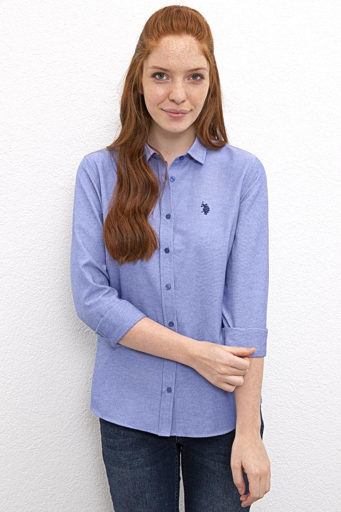 Kadın Mavi Gömlek Uzunkol Basic