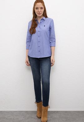 Kadın Mavi Gömlek Uzunkol Basic - 50231191033