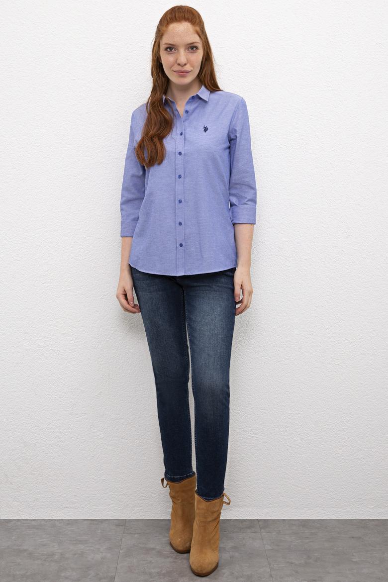 Kadın Mavi Gömlek Uzunkol Basic - 50231191033