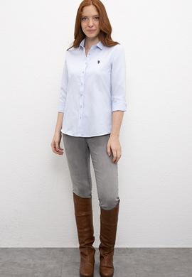 Kadın Mavi Gömlek Uzunkol Basic - 50231191009