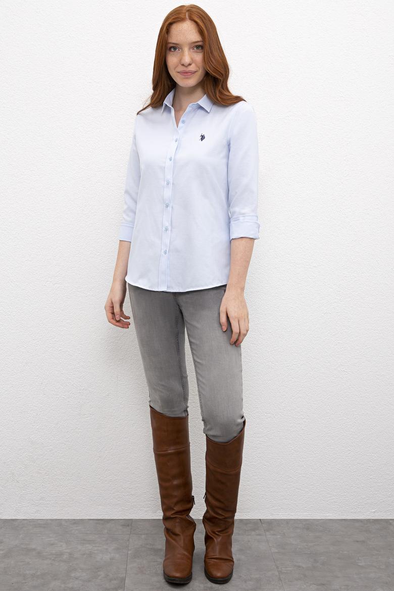 Kadın Mavi Gömlek Uzunkol Basic - 50231191009