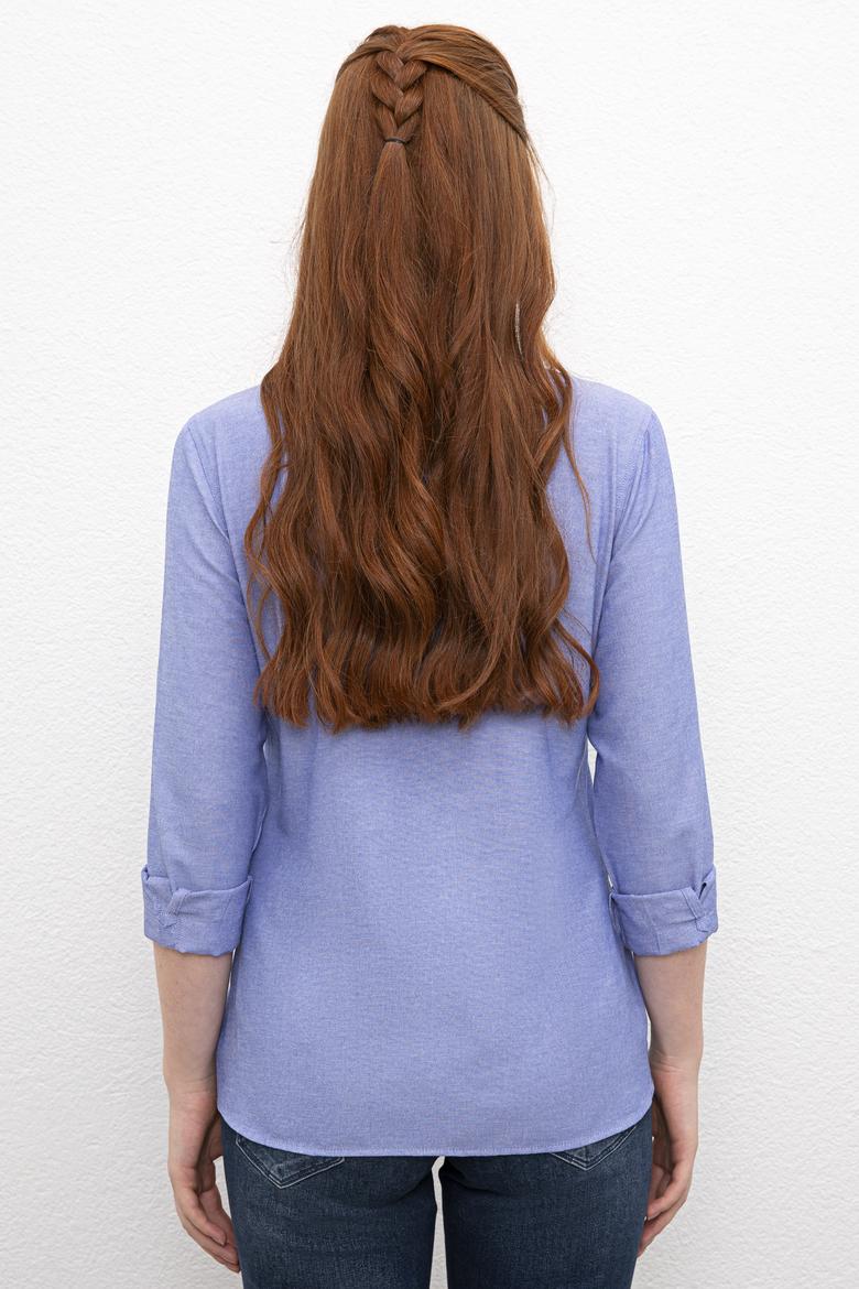 Kadın Mavi Gömlek Uzunkol Basic - 50231191033
