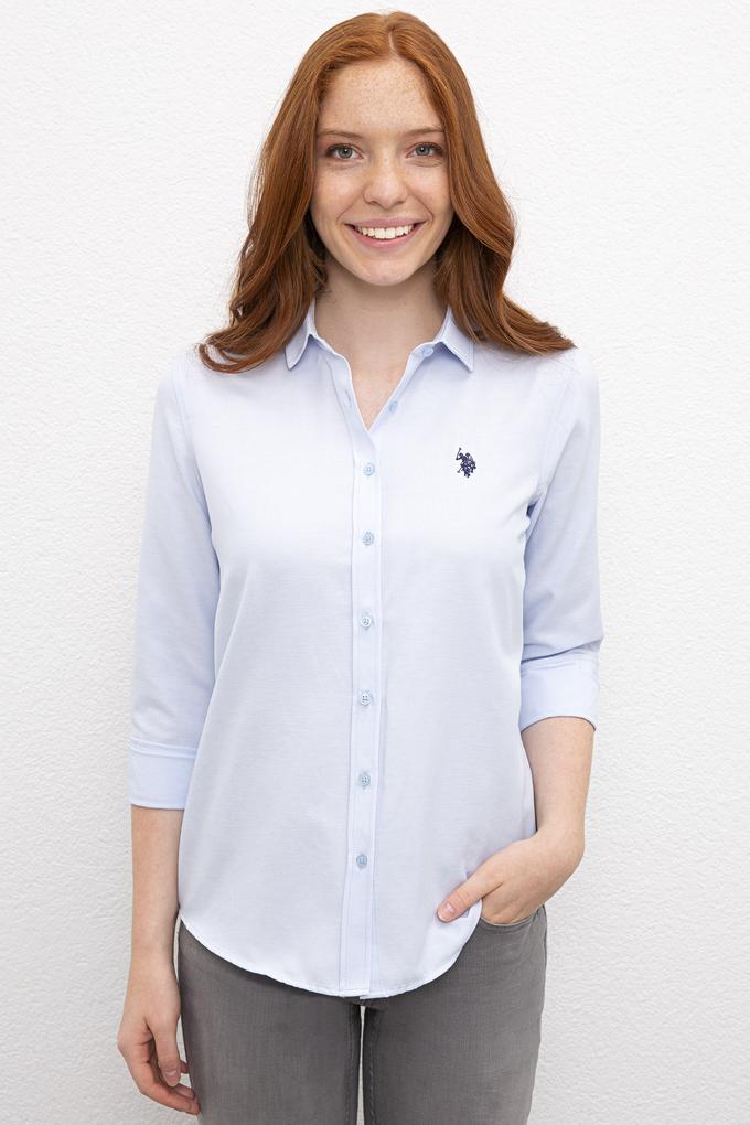 Kadın Mavi Gömlek Uzunkol Basic